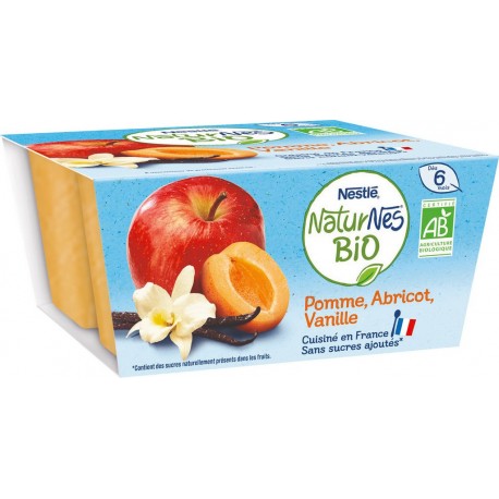 Nestle Dessert pour bébé dès 6 mois compote pomme abricot vanille Bio