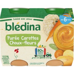 Bledina Petits pots bébé dès 6 mois, carottes choux-fleurs 2x200g