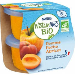 Naturnes Compotes bébé bio dès 6 mois pomme pêche abricot sans sucre ajoutées