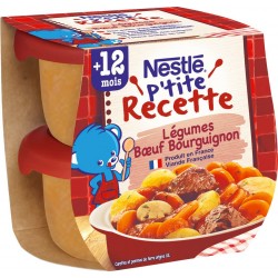 Nestlé P Tite Recette Plat bébé dés 12 mois légumes bœuf bourguignon P'TITE RECETTE 2x200g 400g