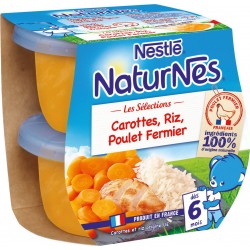 Naturnes Plats bébé 6 mois, carottes riz poulet