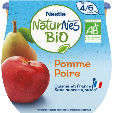 Naturnes Compotes bébé bio dès 4/6 mois, pomme poire Bio