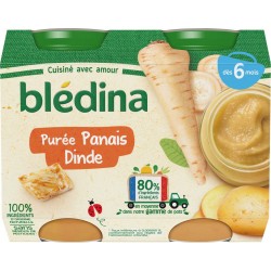 Bledina Petits pots bébé dès 6 mois, panais dinde x2 200g