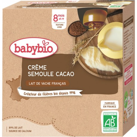 Babybio Desserts bébé dès 8 mois, semoule cacao