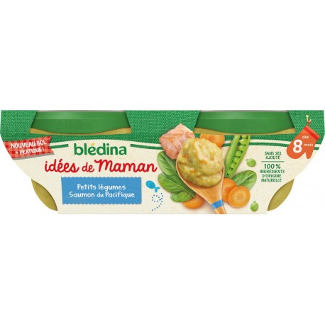 Blédina plat bébé dès 8 mois, petits légumes saumon du Pacifique & mousseline de panais poisson 2x200g