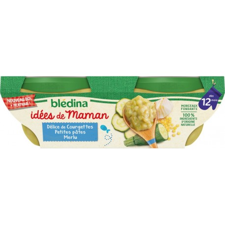 Bledina Plat bébé dès 12 mois,délice de courgettes & petites pâtes merlu