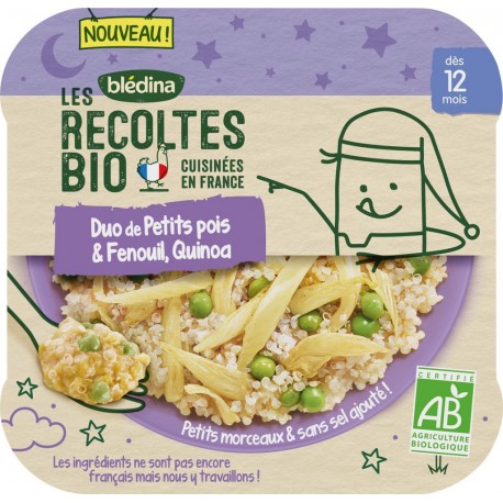 Bledina Repas bébé dès 12 mois petits pois ,fenouil & quinoa LES RECOLTES Bio