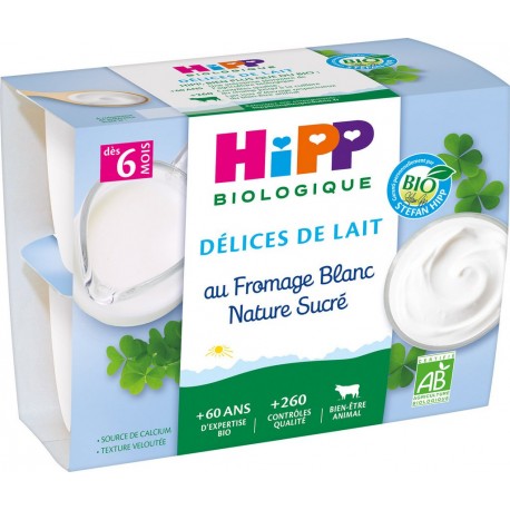 Hipp Biologique Dessert bébé 6 m, fromage blanc nature sucré