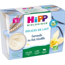 Hipp Biologique Desserts bébé dès 6 mois, semoule vanille