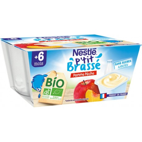 Nestlé P Tit Brasse Desserts bébé dès 6 mois pomme pêche bio P'TIT BRASSE