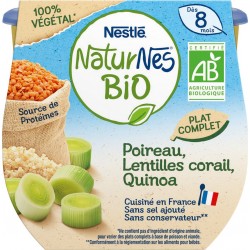 Nestle Repas bébé dès 8 mois poireaux lentilles & quinoa NATURNES Bio