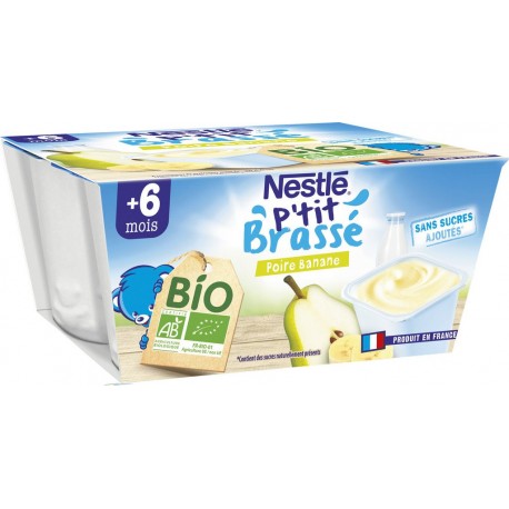 Nestlé Nestle P Tit Brasse Dessert bébé dès 6 mois banane poire bio NESTLE P'TIT BRASSE