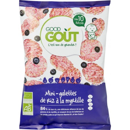 Good Gout Biscuits bébé bio 10 mois, galette riz/myrtille