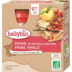 Babybio Compotes bébé dès 6 mois, pomme fraise vanille