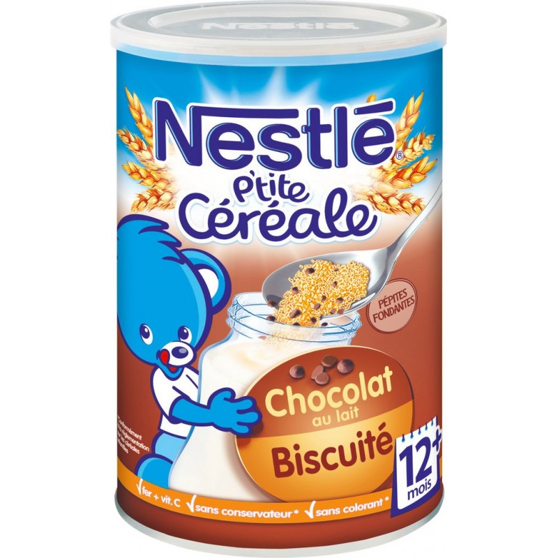 Nestle Céréales bébé 12+ mois chocolat au lait biscuité P'tite Céréale 