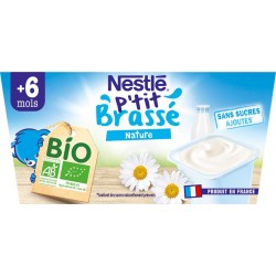 Nestlé P Tit Brasse Desserts bébé dès 6 mois nature sucré bio P'TIT BRASSE