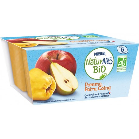 Nestle Naturnes Dessert bébé dès 6 mois pomme & coing Bio