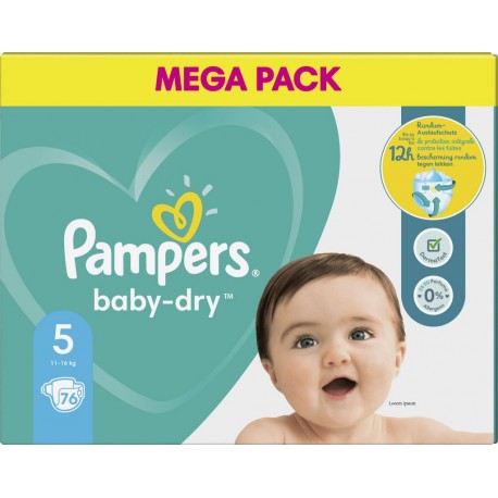 Pampers Couches bébé taille 5 : 11-16Kg baby dry