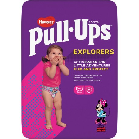 Huggies Couches bébé fille 1 - 3 ans : 12 - 17Kg pull-ups