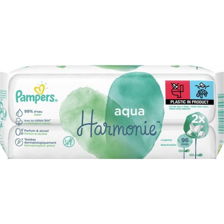 Pampers Harmonie Aqua Lingettes bébé 2x48