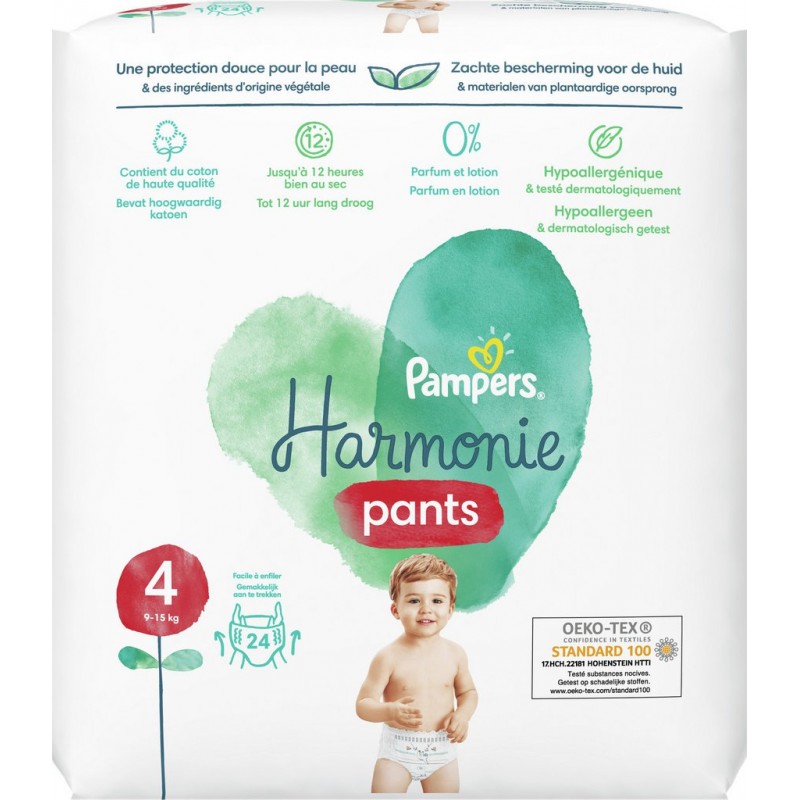 Pampers Couches Culotte Harmonie nappy pants taille 4 bébé 9-15Kg 24  couches (lot de 6 soit 144 couches) 