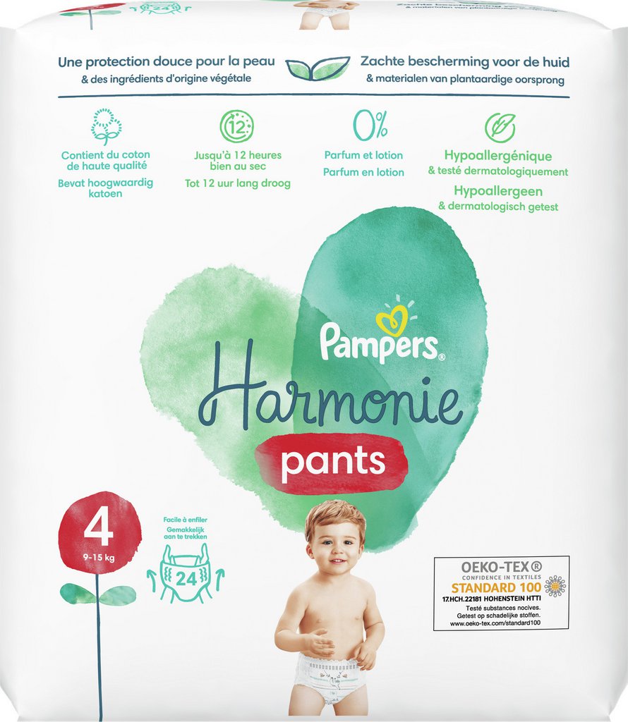 Pampers Couches Culotte Harmonie nappy pants taille 4 bébé 9-15Kg 24  couches (lot de 8 soit 192 couches) 