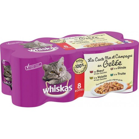 WHISKAS Gelée Recette Gourmande 8X390g (lot de 2)