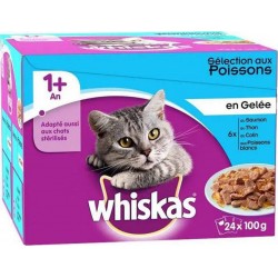 Whiskas Sachets Fraîcheur en Gelée Selection aux Poissons 24x100g