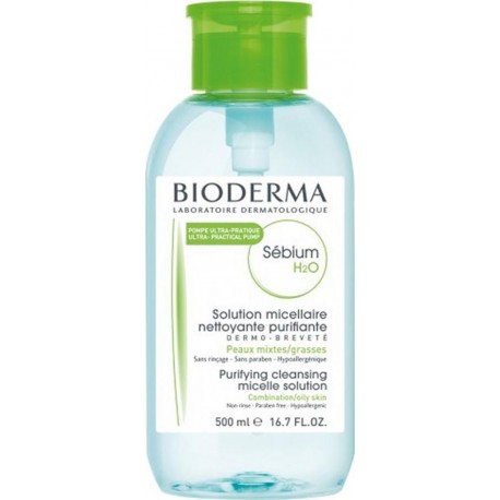 BIODERMA Sébium H2O Solution Micellaire Nettoyante Purifiante Peaux Mixtes Grasses 500ml (lot de 2)