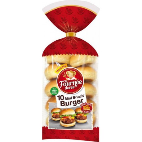 La Fournée Dorée10 Mini Brioch’ Burger Idéal pour l’Apéro 200g (lot de 4)