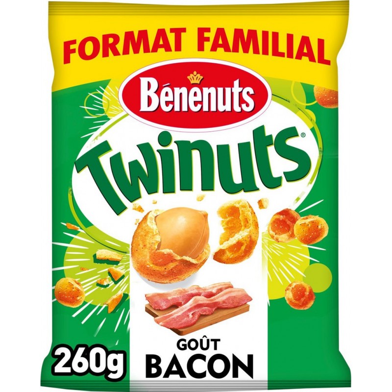 Bénénuts Cacahuètes goût Bacon Twinuts 260g 