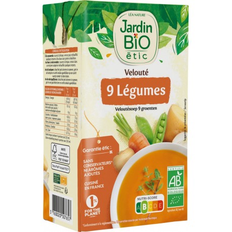 Jardin Biologique Soupe 9 legumes bio 1L