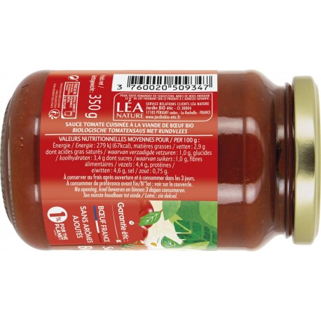 Jardin Bio Sauce bolognaise au boeuf bio