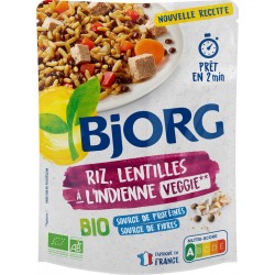 Bjorg Plat cuisiné riz, lentilles à l'indienne bio