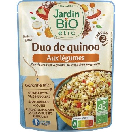 Jardin Bio Logique Plat cuisiné bio Duo de quinoa légumes JARDIN BIO'LOGIQUE