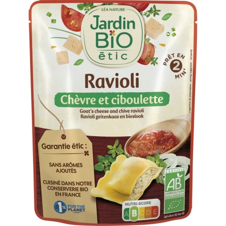 Jardin Bio Plat cuisiné ravioli chèvre ciboulette bio 250g