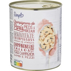 Simpl Champignons de Paris pieds & morceaux 460g