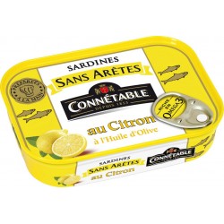 Connetable Sardines sans arêtes au citron 98g net égoutté
