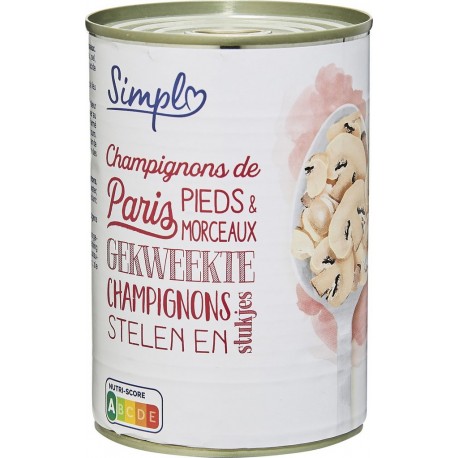 Simpl Champignons de Paris pieds & morceaux égoutté 230g