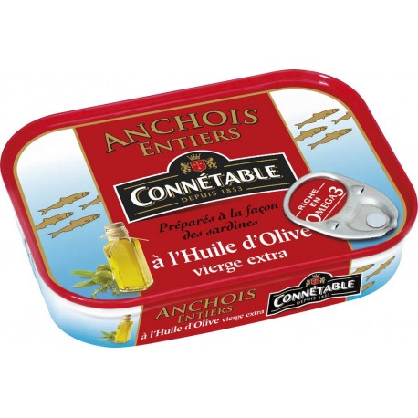 Connetable Anchois entiers huile d'olive 135g