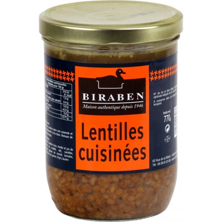 Biraben Légumes cuisinés lentilles