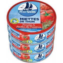 Petit Navire Miettes de Thon Tomates & Herbes de Provence 3x52g 156g