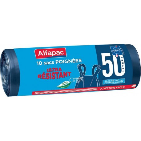 Alfapac Sac Poubelle à Poignées 10x50L (lot de 3)