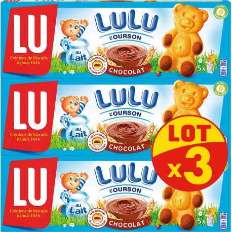 LULU L'OURSON LU Gâteaux chocolat 150g (lot de 3)