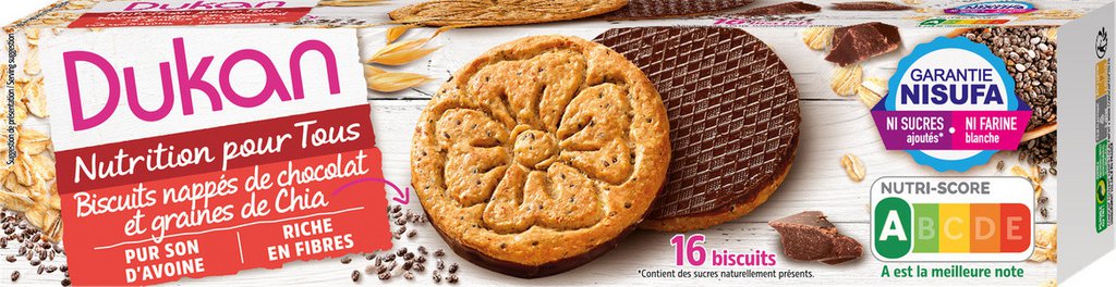 Dukan Biscuits son d'avoine au chia sans sucres ajoutés x16 160g 