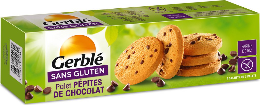 Gerble Biscuits céréales pépites chocolat, sans gluten & lactose 