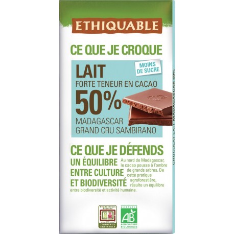 Ethiquable Chocolat au lait Madagascar bio