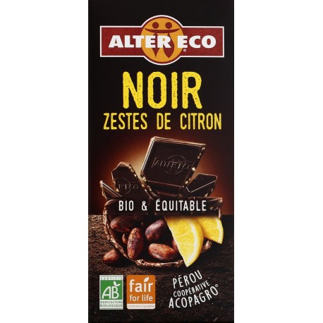 Alter Eco Chocolat bio noir zestes citrons