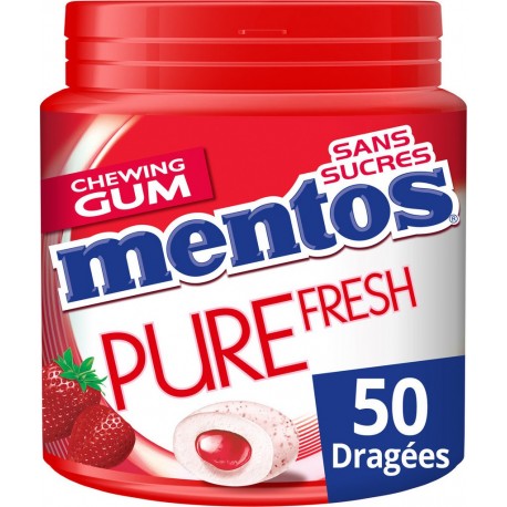 Mentos Chewing-gum PURE FRESH Fraise sans sucres x50 100g