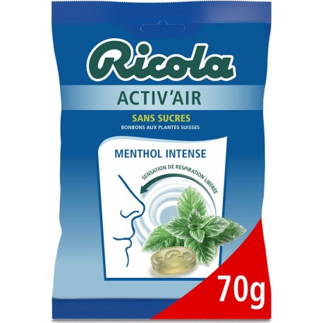 Ricola Bonbons ACTIV'AIR menthol intense sans sucres 70g